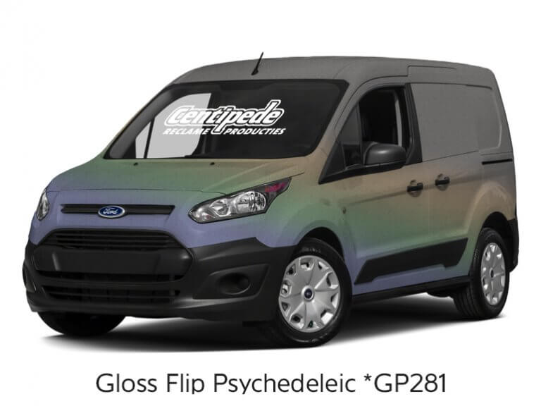 Carwrapping bestelauto voorbeeldfoto Gloss Flip Psychedelic
