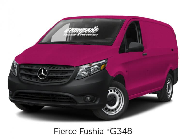 Carwrapping bestelbus voorbeeldfoto Fierce Fushia