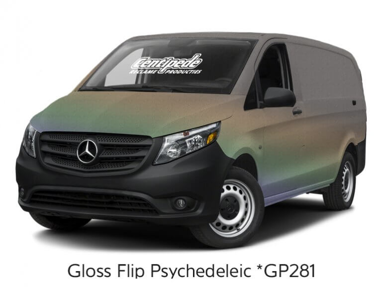 Carwrapping bestelbus voorbeeldfoto Gloss Flip Psychedelic