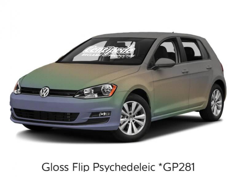 Carwrapping personenauto voorbeeldfoto Gloss Flip Psychedelic